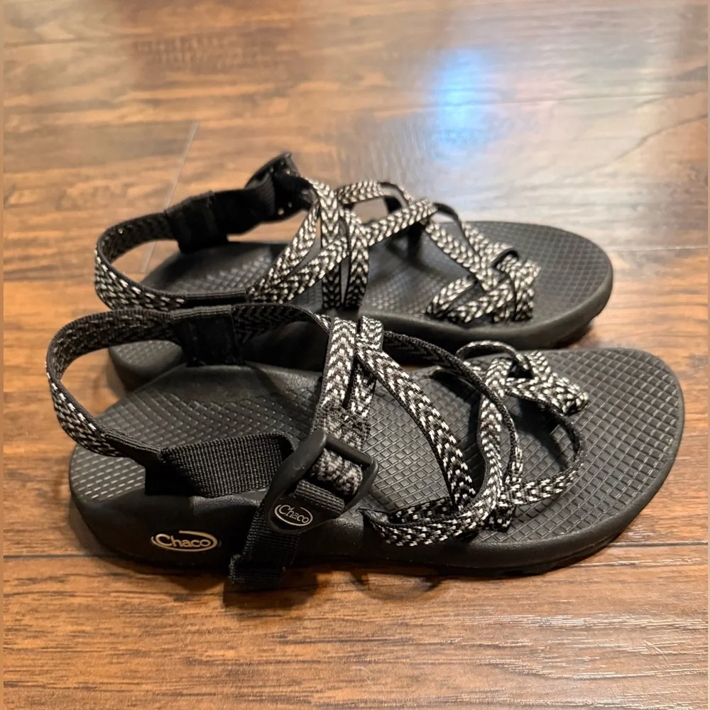 Chaco Black and Gray Strappy Sandals